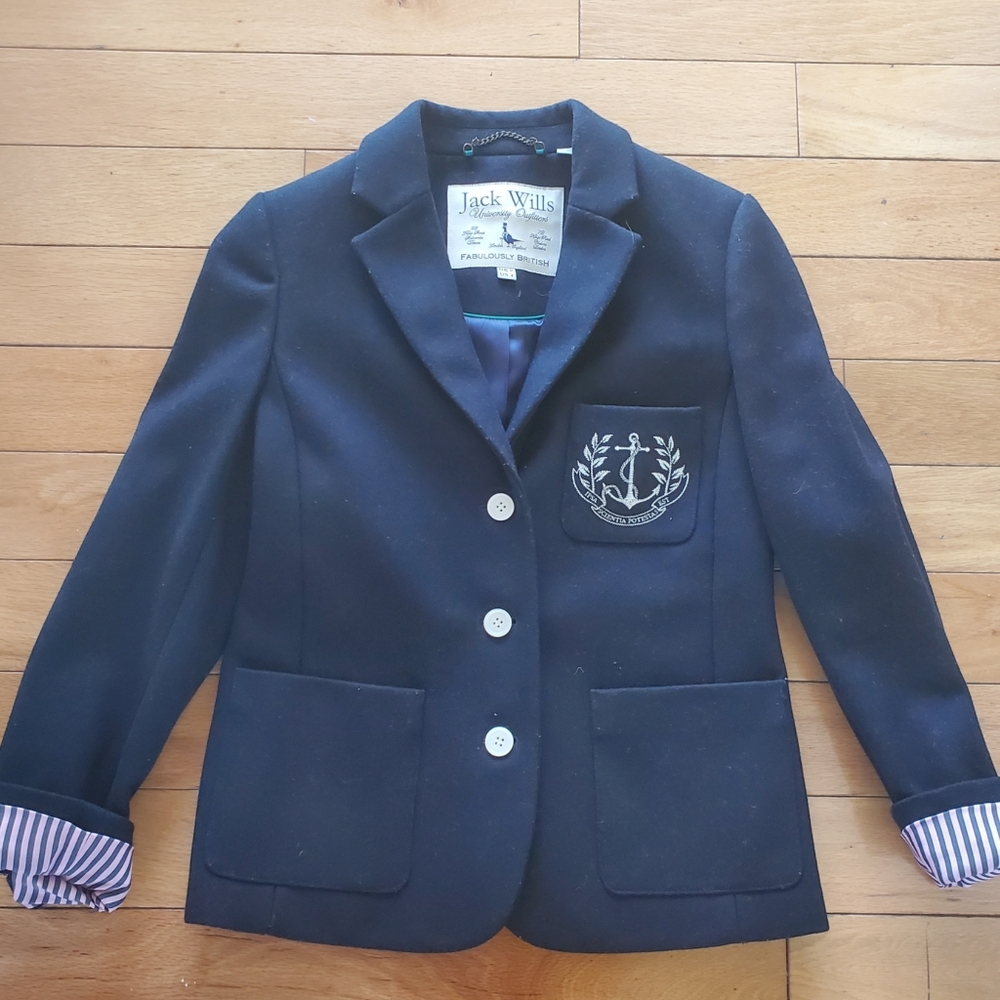 Jack Wills Navy Wool Nautical Blazer sz 4